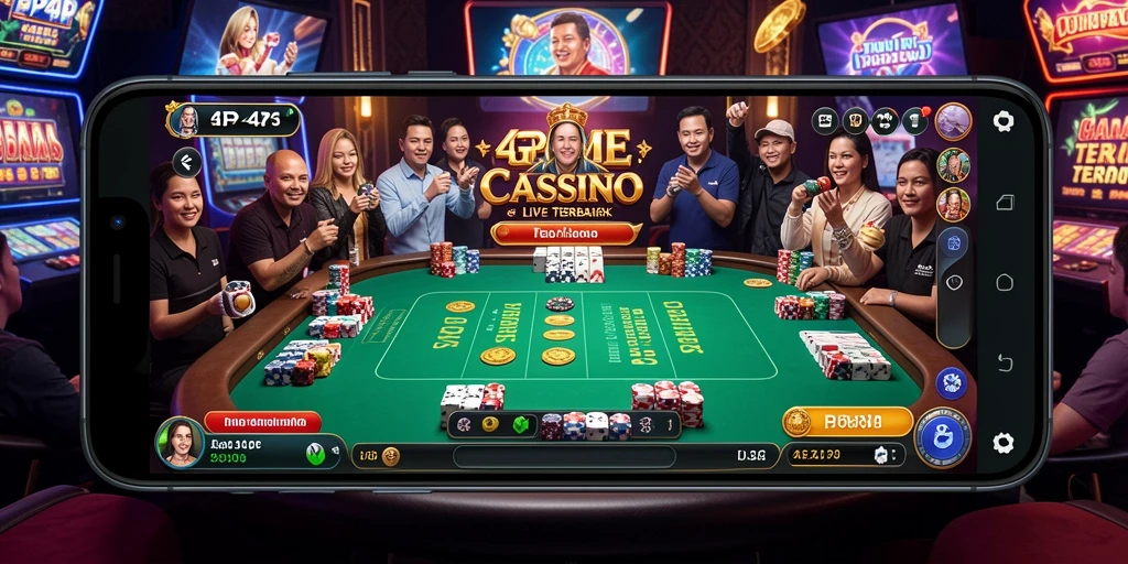 Tampilan antarmuka <strong>4P4P</strong> saat permainan Live Casino dengan dealer yang sedang melayani pemain.