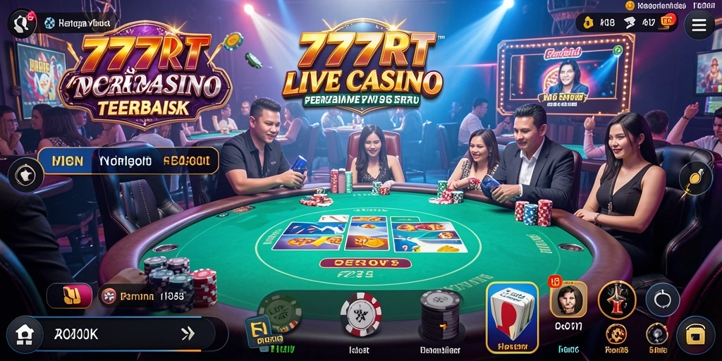 Tampilan gameplay Live Casino di 777RT dengan dealer langsung.