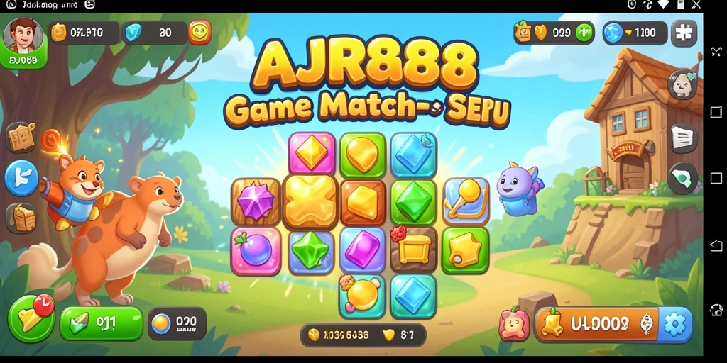 Gameplay seru AJR88 dengan permata berwarna-warni.