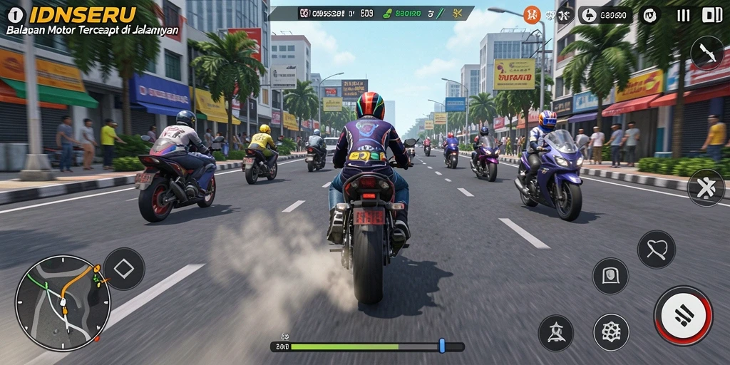 Screenshot menunjukkan aksi balapan cepat di IDNSERU.