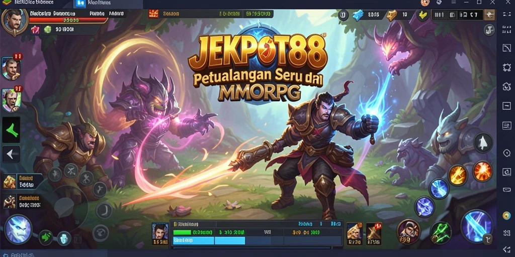 Screenshot JEKPOT88 menampilkan aksi mendebarkan dalam pertempuran MMORPG.