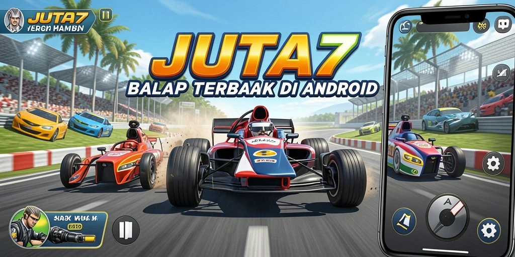Screenshot utama yang menunjukkan keseruan balapan JUTA7.