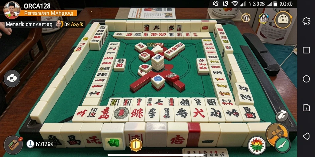 Screenshot gameplay ORCA128 menampilkan papan Mahjong yang menantang dan grafis menarik.