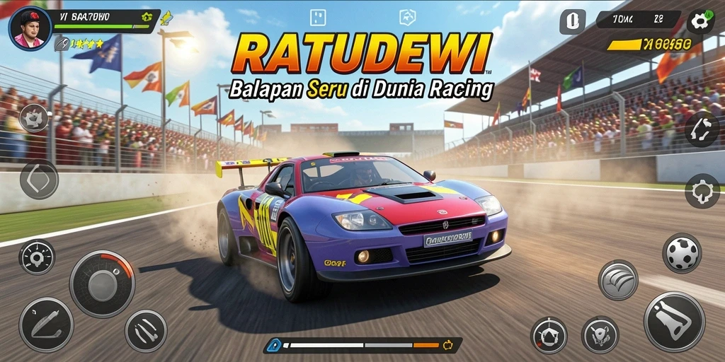 Screenshot gameplay RATUDEWI menampilkan balapan seru dan mendebarkan.