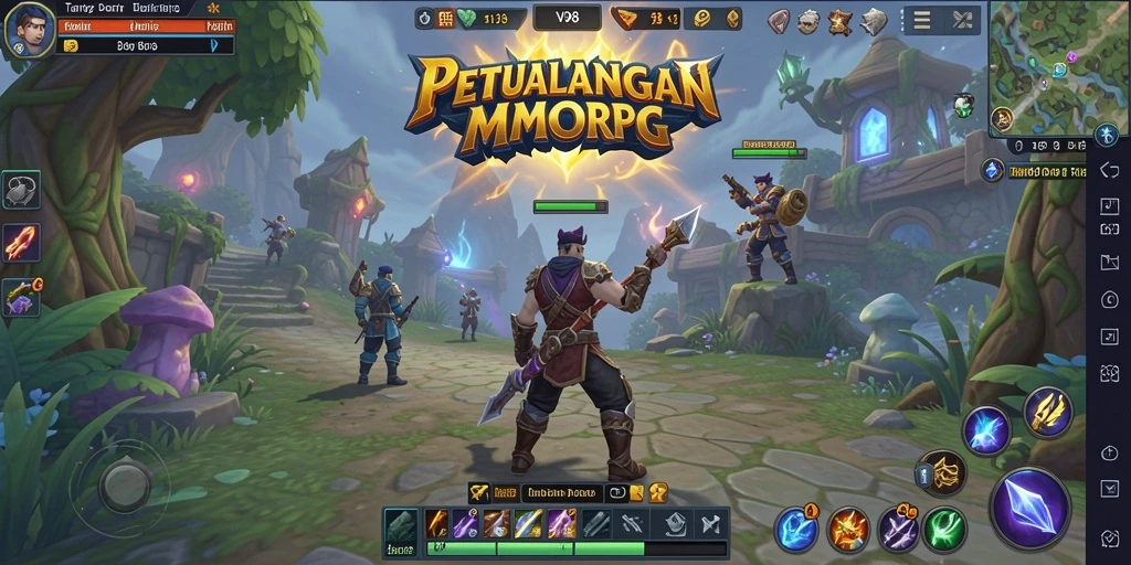 Tampilan gameplay V98 yang epik dalam dunia MMORPG.